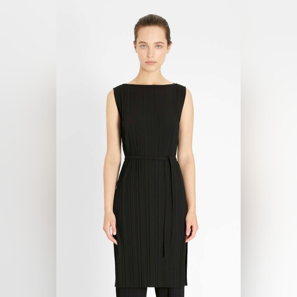 MaxMara Longline Bacco Ribbed Tunic Top in Black